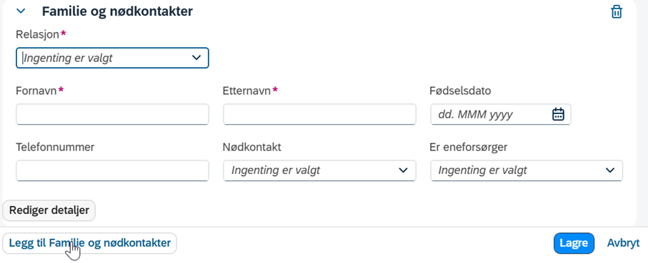 registreringsbilde familie og nødkontakter