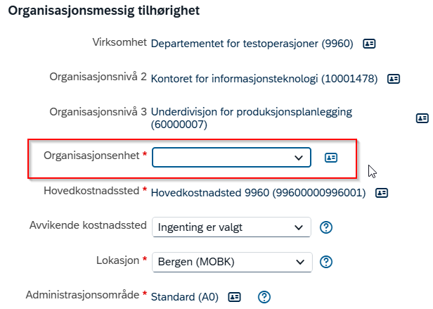 organisasjonsmessig tilhørighet