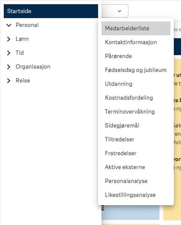 Bildet viser et skjermbilde fra DFØs systemløsning Innsikt for HR og lønn.