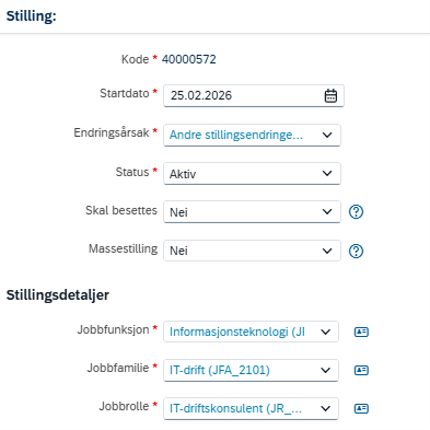 endre jobbfunksjon, jobbfamilie, jobbrolle