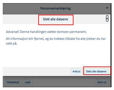 Bildet viser valget Slett alle dataene i dialogboksen