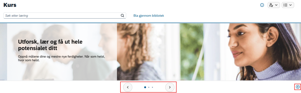 Bilde viser opplæringssidens banner i roterende karusell