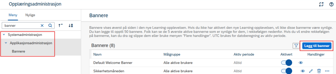 Bilde viser hvordan du oppretter et banner