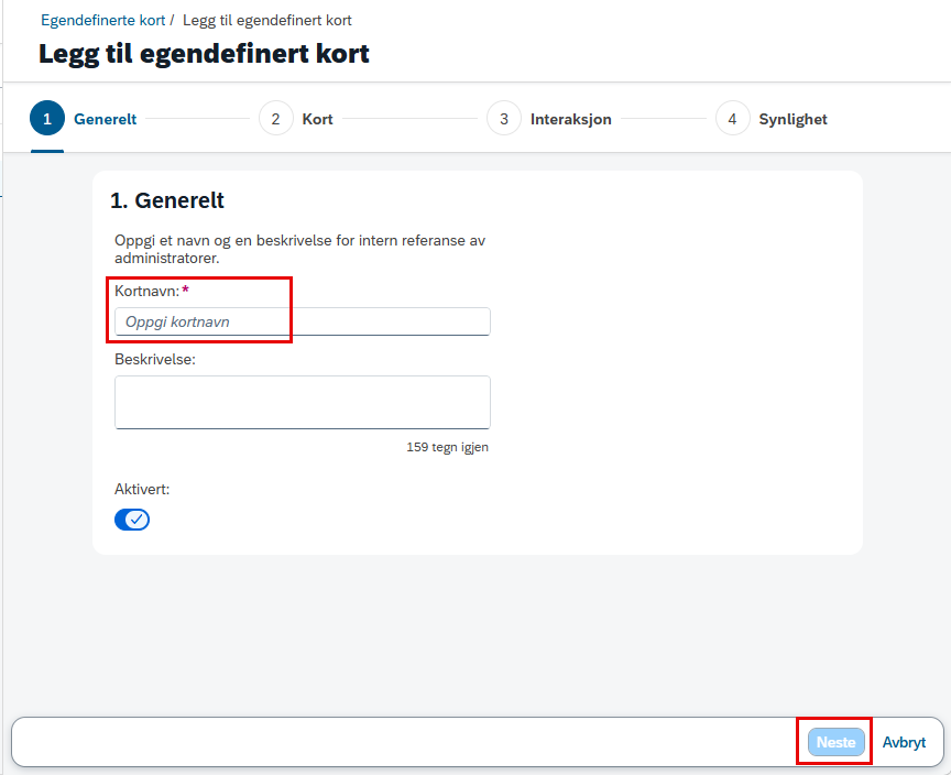 Bilde viser hvordan du kan legg til egendefinert kort
