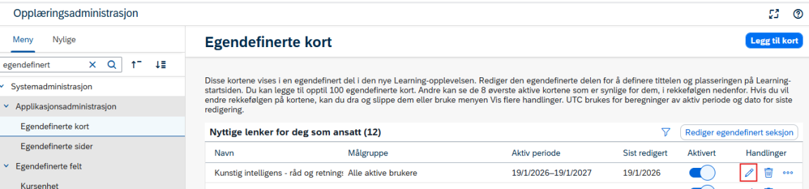 Bilde viser hvordan du kan redigere et egendefinert kort