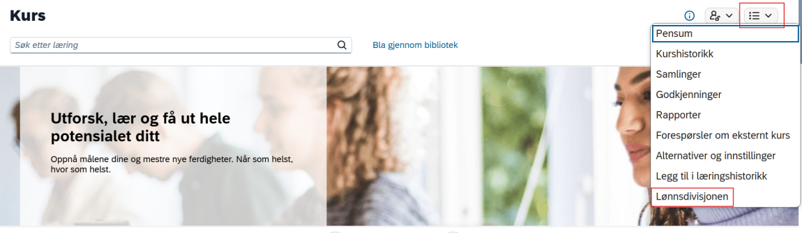 Bilde viser at brukerne kun får tilgang til den egendefinerte siden i aktivitetsmenyen på opplæringssiden hvis de tilhører en av organisasjonene eller brukergruppene som er satt som målgruppe for innholdet på siden