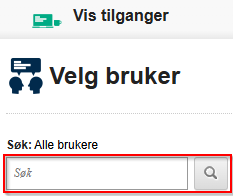 Søk opp ønsket bruker med fullt navn, e-postadresse, ansattnummer eller brukernavn.
